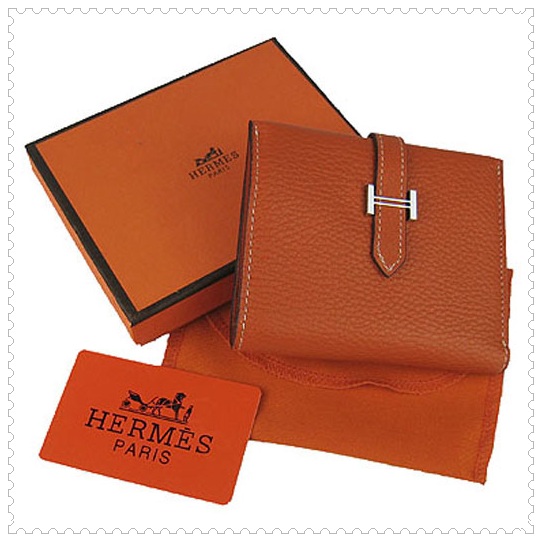 Hermes Bearn Mini Gusset Wallet Orange